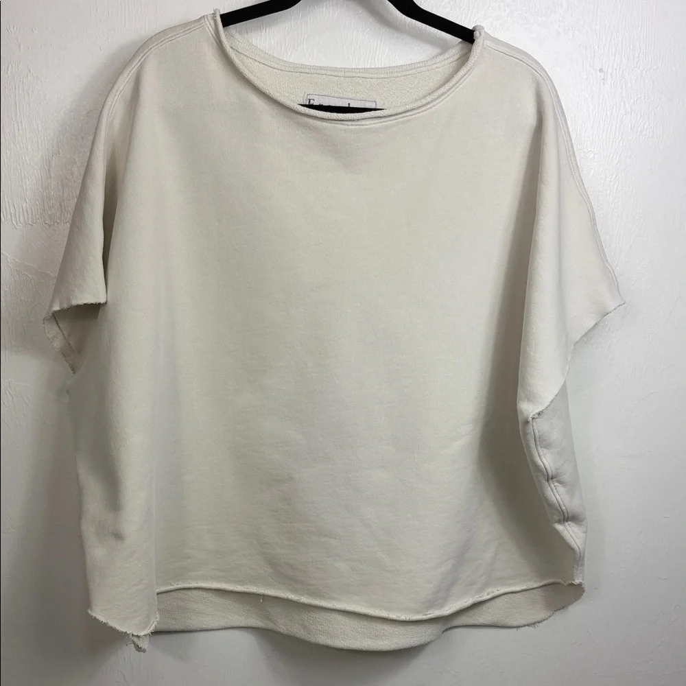 Frank & Eileen White Relaxed Short Sleeve sweatshirt Pullover - Picture 4 of 11